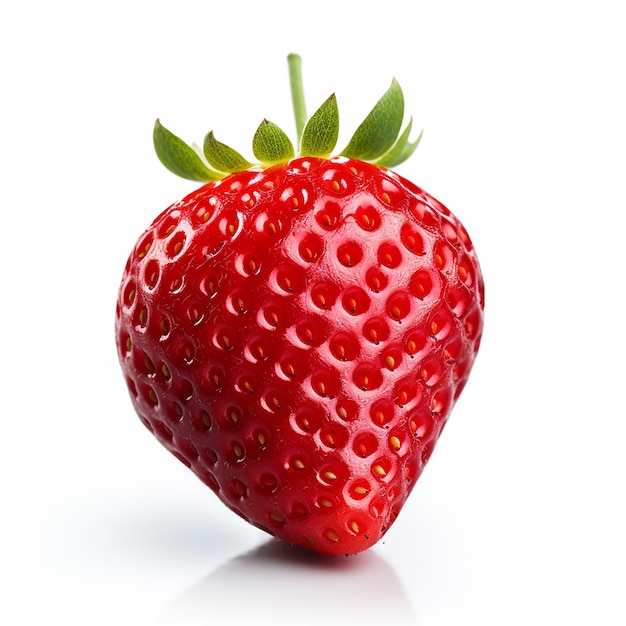 Photo de plein de paniers de fraises mûres sur table en bois avec fond blanc