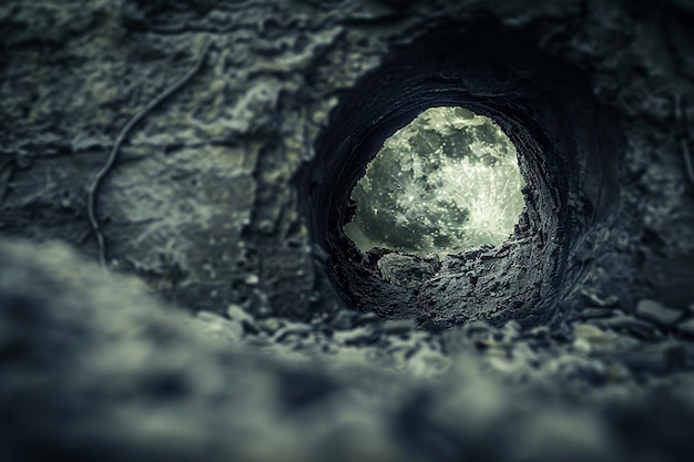 Photo photo de la pleine lune éclairant une grotte