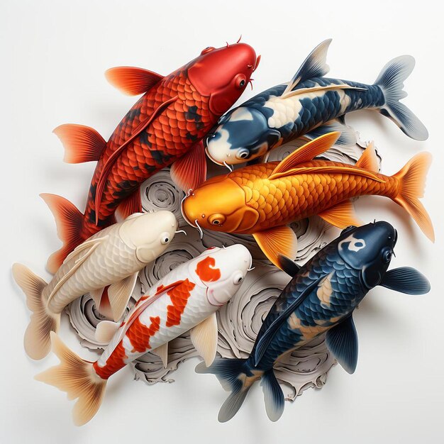 photo de plusieurs poissons koi colorés