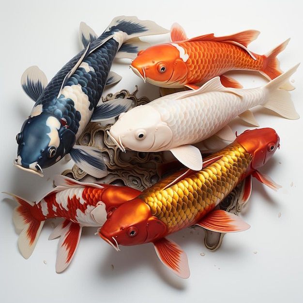 photo de plusieurs poissons koi colorés