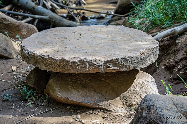 Photo d'un podium en pierre dans les ruines d'une civilisation ancienne