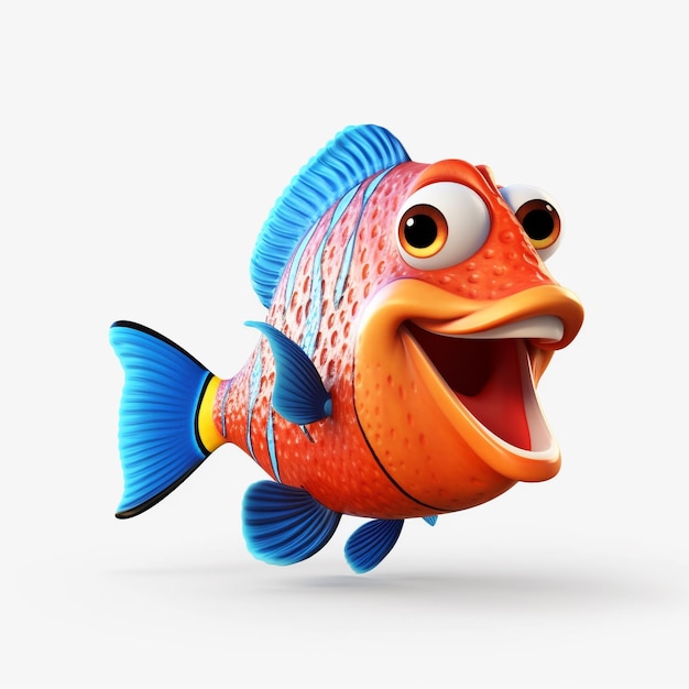 Photo d'un poisson 3D avec une expression générative excitée