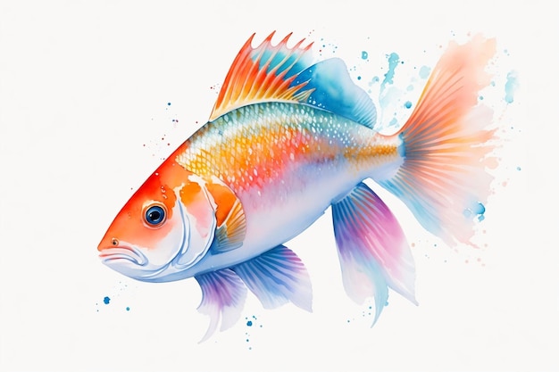 Photo de poisson préparée dans un style aquarelle