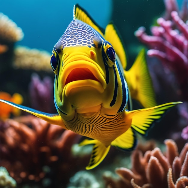 Une photo de poissons tropicaux vibrants sous la vue de l'eau