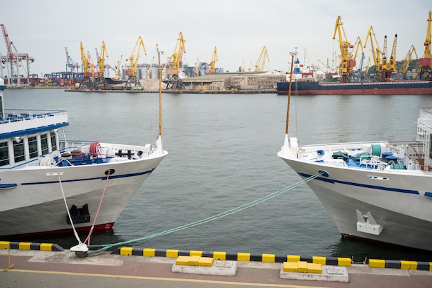 Photo d'un port maritime de navires à passagers est amarré