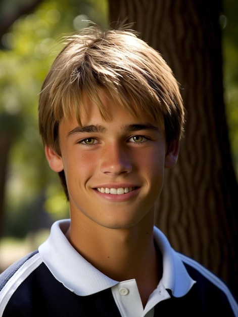 Photo photo de portrait d'un adolescent néo-zélandais aux cheveux raides