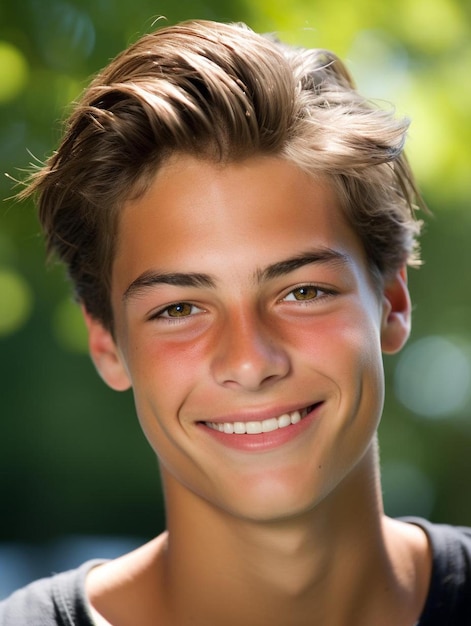 Photo de portrait d'un adolescent russe, cheveux raides