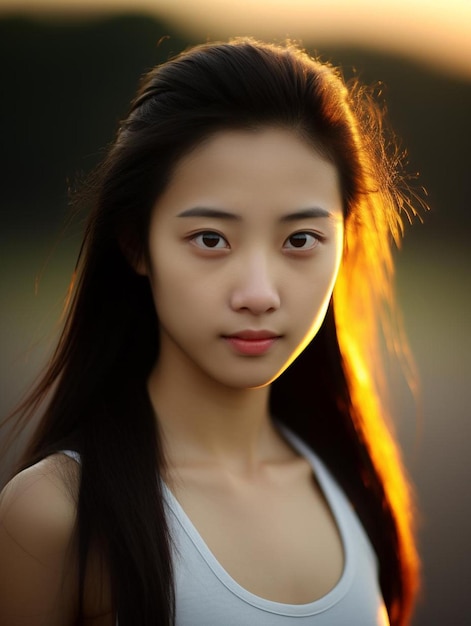 Photo de portrait d'une adolescente chinoise aux cheveux raides