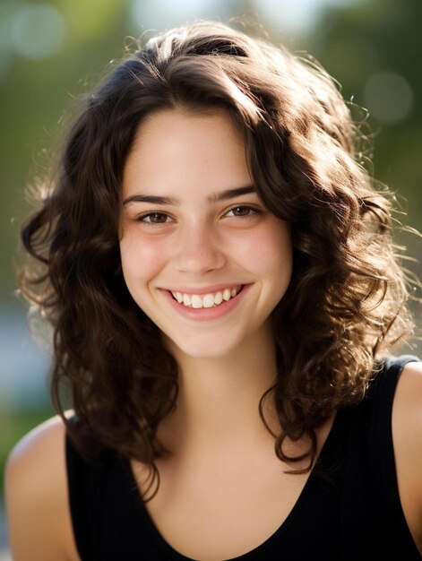 Photo de portrait d'une adolescente espagnole aux cheveux raides