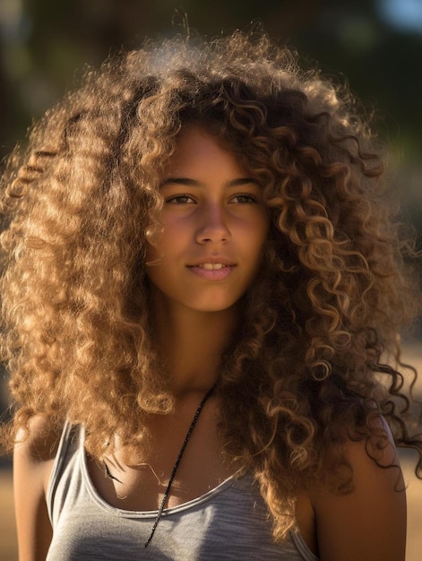 Photo de portrait d'une adolescente indienne aux cheveux ondulés