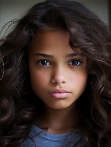 Photo portrait d'une adolescente suisse aux cheveux bouclés