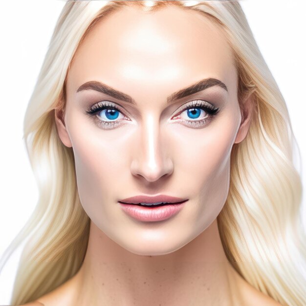 Photo portrait beauté jeune femme avec une peau idéale pour les produits de beauté Generative AI