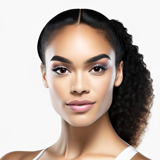 Photo portrait beauté jeune femme avec une peau idéale pour les produits de beauté Generative AI