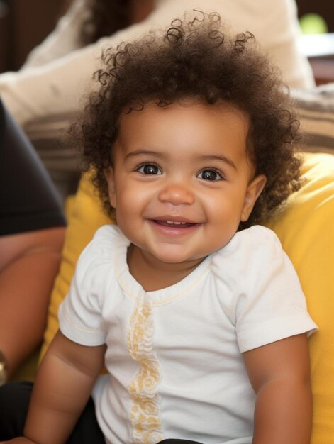 Photo photo de portrait d'un bébé brésilien à cheveux bouclés