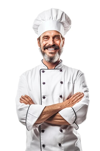 Une photo de portrait d'un chef souriant réaliste