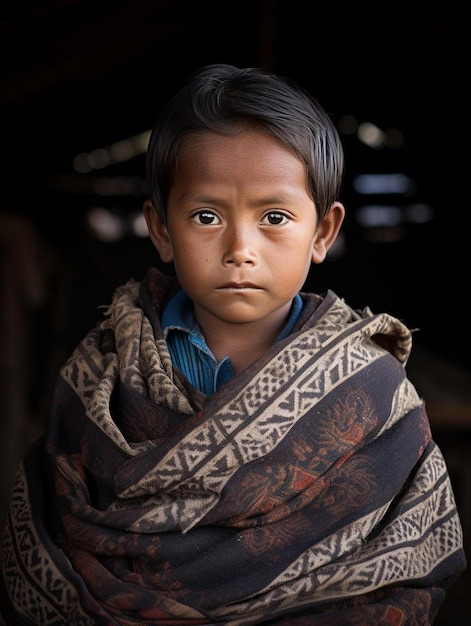 Photo de portrait de cheveux raides mâles infantiles mexicains