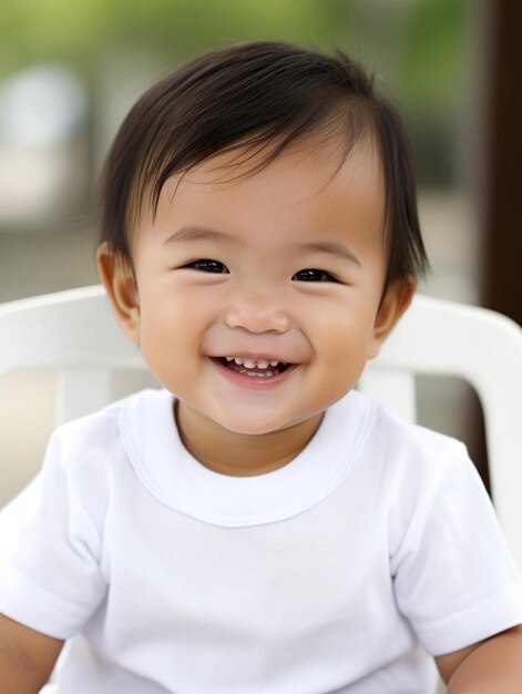 Photo de portrait de cheveux raides mâles infantiles thaïlandais