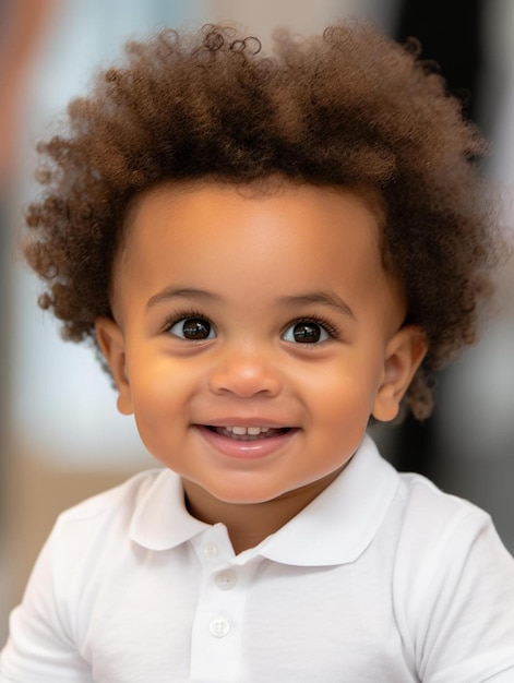 Photo de portrait d'un enfant brésilien à cheveux bouclés