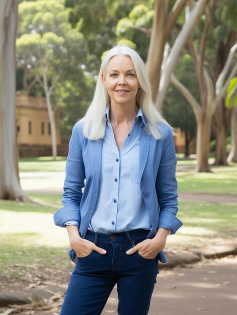 Photo photo de portrait d'une femme adulte australienne, cheveux raides