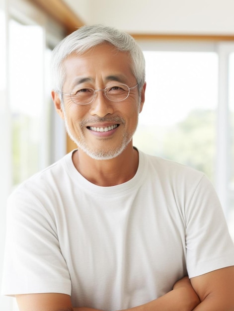 Photo de portrait d'un homme adulte chinois d'âge moyen ondulé