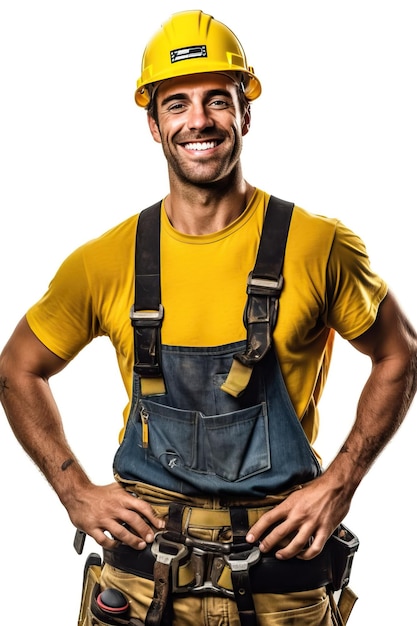 Une photo de portrait d'un travailleur de la construction souriant réaliste