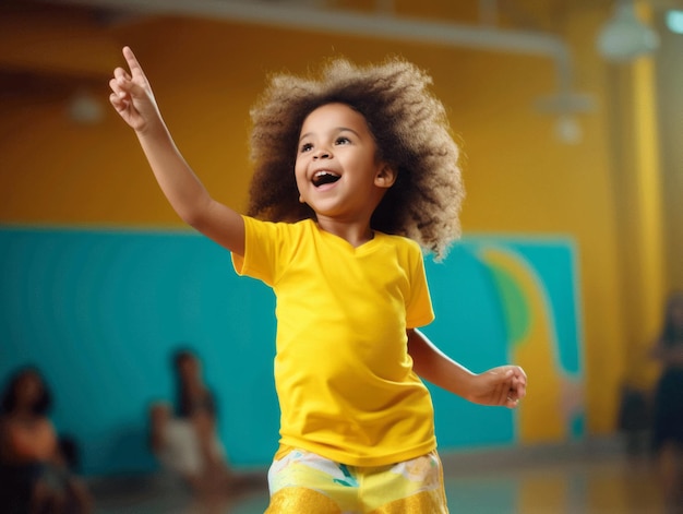 photo d'une pose dynamique émotionnelle d'un enfant brésilien à l'école