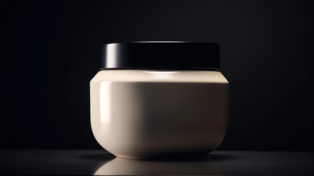 une photo de pot de crème maquette sur fond gris et noir doux avec espace de copie