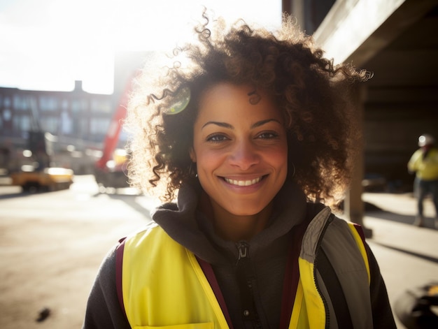 photo prise d'une femme naturelle travaillant comme ouvrier du bâtiment