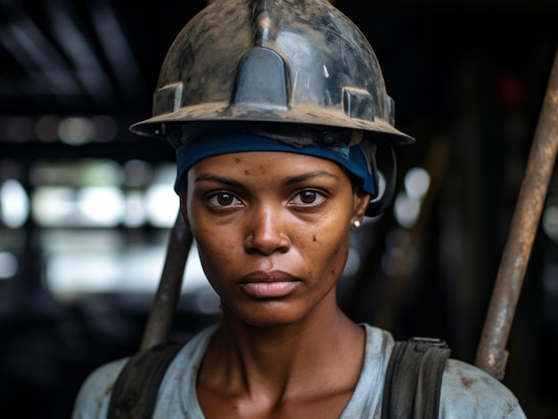 photo prise d'une femme naturelle travaillant comme ouvrier du bâtiment