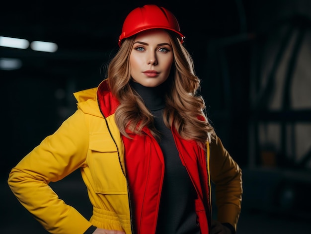 photo prise d'une femme naturelle travaillant comme ouvrier du bâtiment