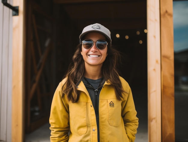 photo prise d'une femme naturelle travaillant comme ouvrier du bâtiment