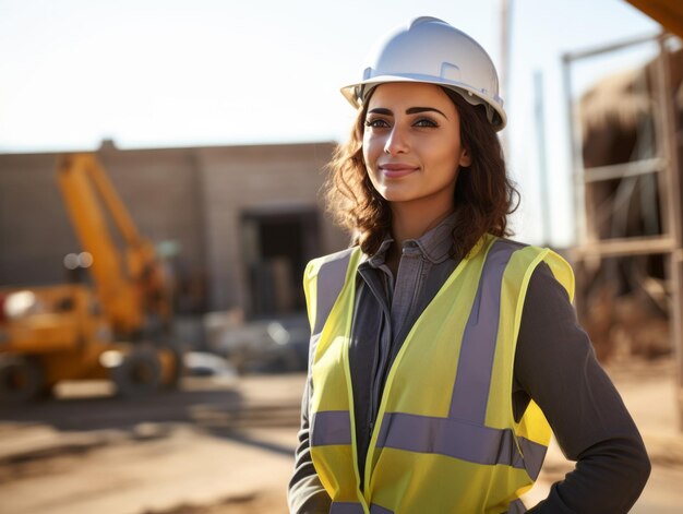 photo prise d'une femme naturelle travaillant comme ouvrier du bâtiment