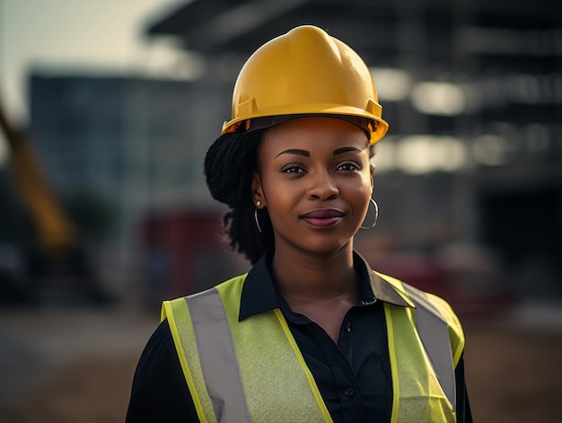 photo prise d'une femme naturelle travaillant comme ouvrier du bâtiment