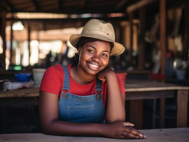 photo prise d'une femme naturelle travaillant comme ouvrier du bâtiment