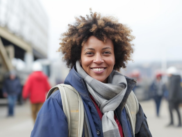 photo prise d'une femme naturelle travaillant comme ouvrier du bâtiment