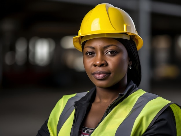 photo prise d'une femme naturelle travaillant comme ouvrier du bâtiment