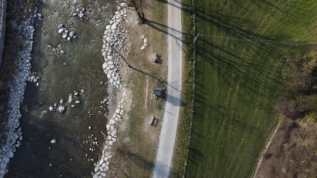 Photo prise par un drone d'une rivière