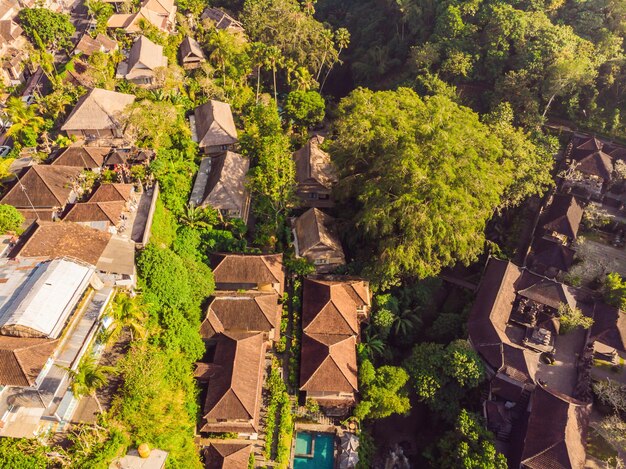 Photo prise par un drone, Ubud. Paysages aériens à Ubud, Bali, Indonésie