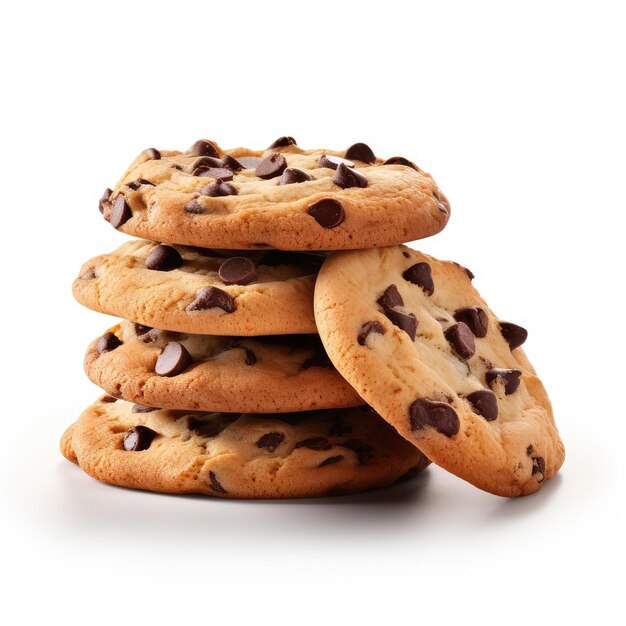 photo de produit d'un groupe de cookies avec des pépites de chocolat fond isolé