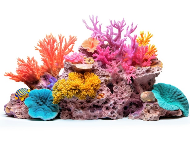 Photo professionnelle de coraux colorés tropicaux isolée sur fond blanc