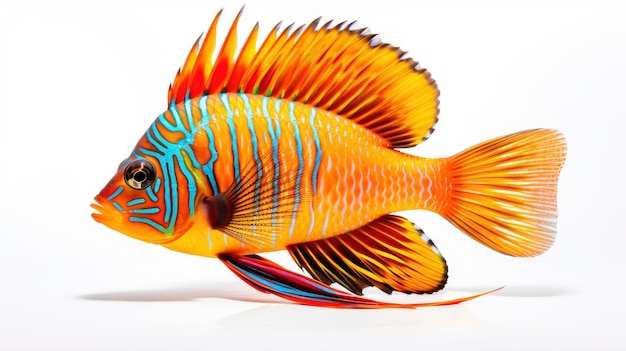 Photo professionnelle de poissons colorés tropicaux isolée sur fond blanc