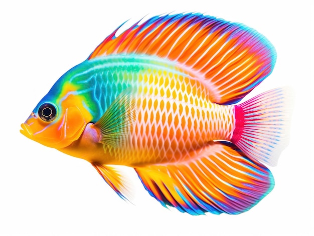 Photo professionnelle de poissons colorés tropicaux isolée sur fond blanc