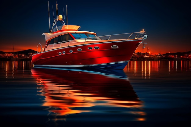 Photo d'une promenade en bateau romantique avec un reflet