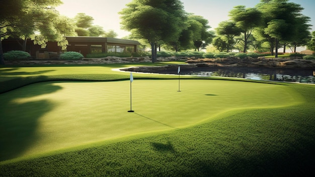 Une photo d'un putting green bien entretenu