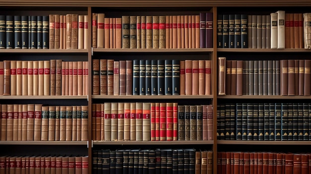 Une photo d'une rangée de livres de droit sur les étagères