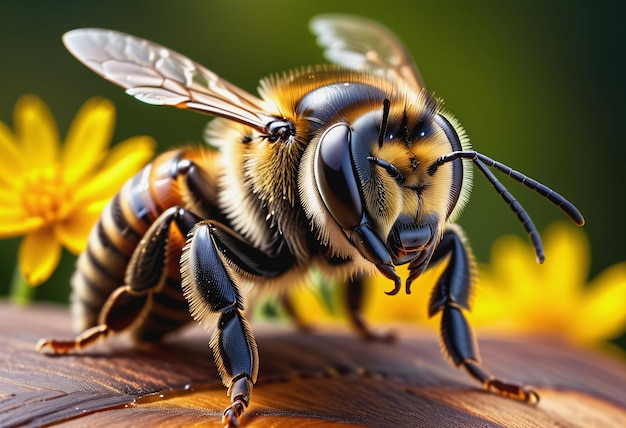 Une photo rapprochée d'une abeille