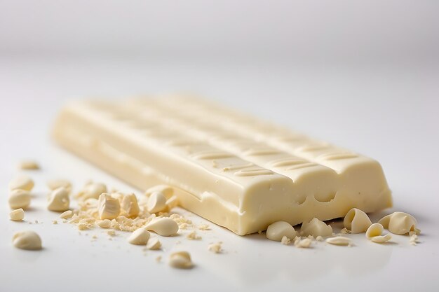 Photo une photo rapprochée d'une barre de chocolat blanc