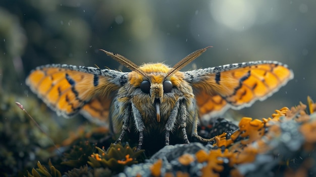 Photo une photo rapprochée de la chenille de la mitte de tussock avec une photo générée par l'ia colorée