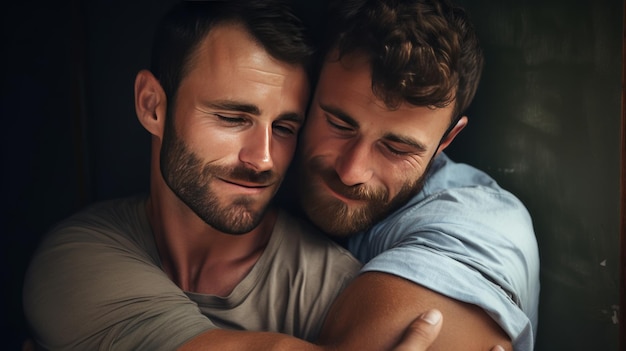 Photo une photo rapprochée de deux amis embrassant leur lien évident dans leur geste affectueux