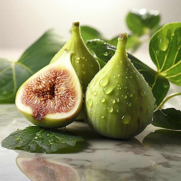 photo rapprochée de figues sur un fond blanc isolé